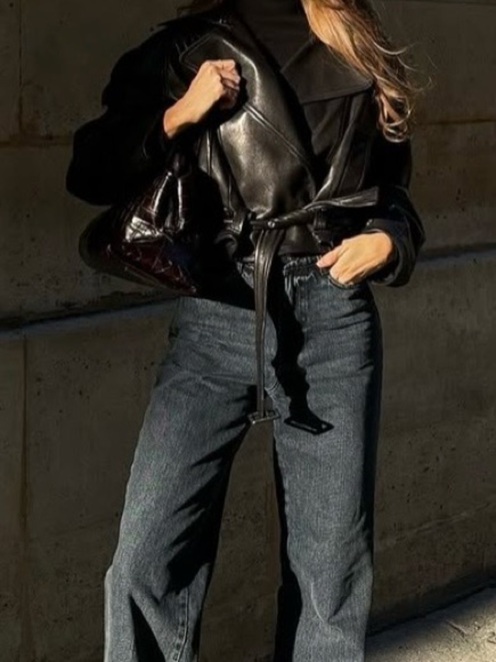 IRO Black Leather Belted Yuria Jacket